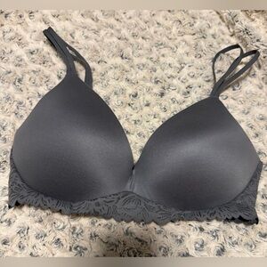 Aerie Charcoal Lace Trim Bra